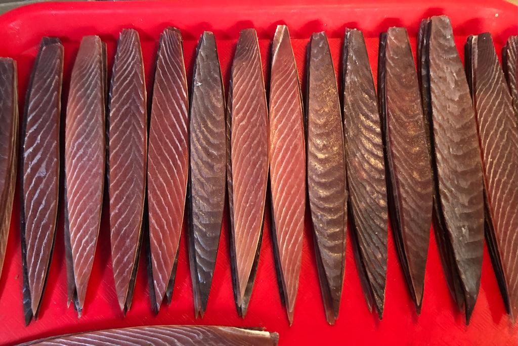 Large Unrigged Bonita Strips: 7 1/2 - 11 inches 4 per pk x 10pks 40 total strips